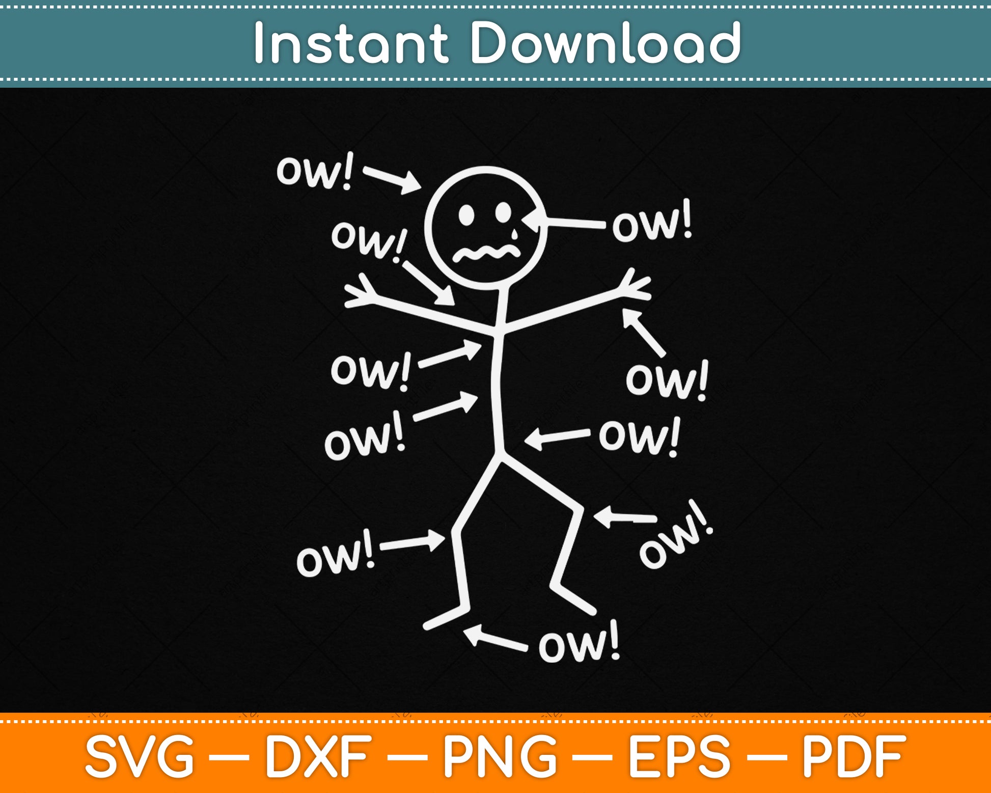 Ow Ow Ow funny chronic pain awareness SVG design for spoonie support, invisible illness advocate, and awareness shirt print