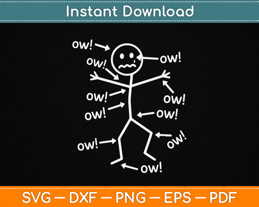 Ow Ow Ow funny chronic pain awareness SVG design for spoonie support, invisible illness advocate, and awareness shirt print