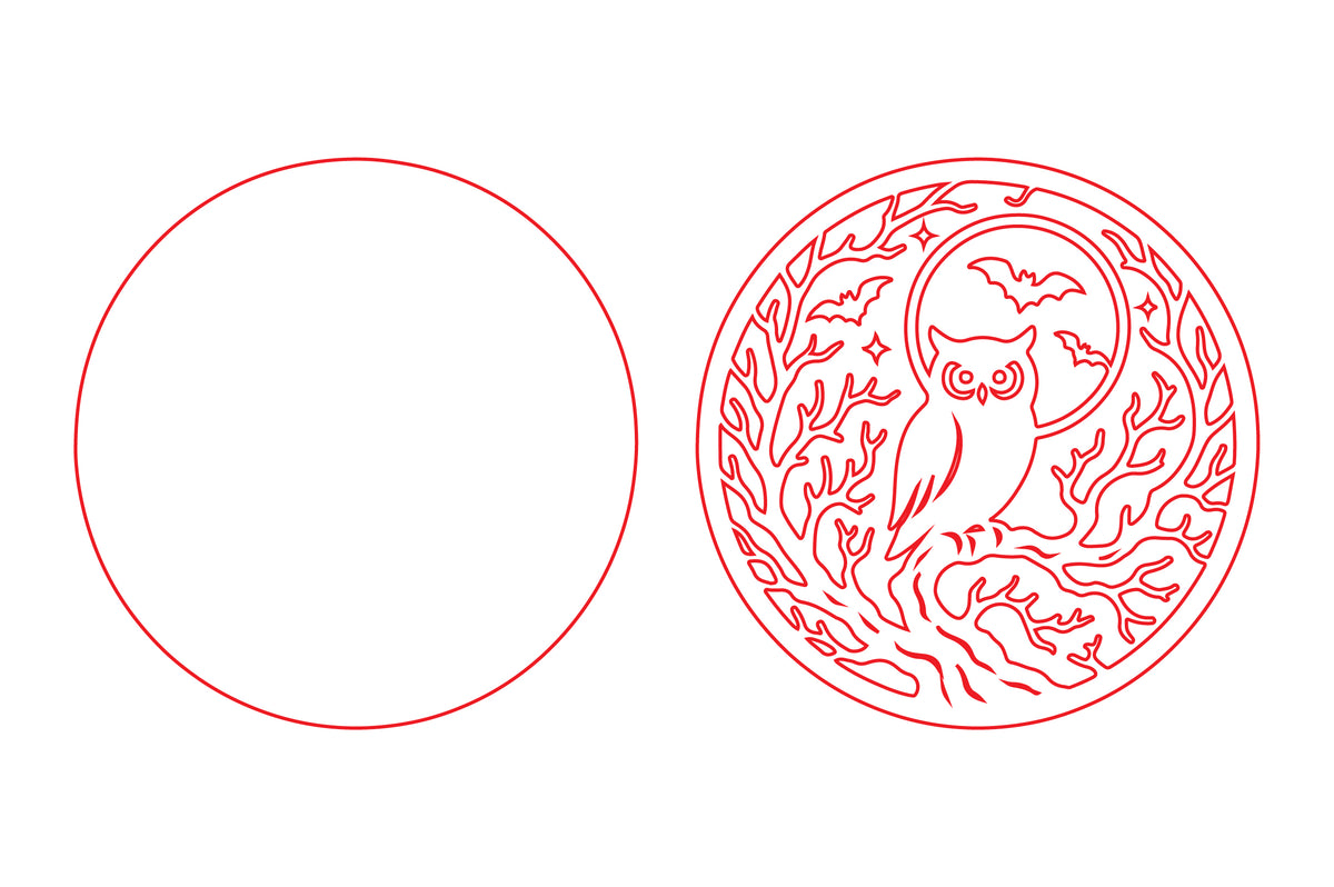 Owl Moon Night Round Laser Cut SVG