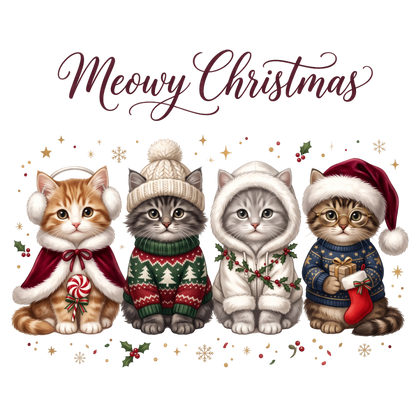 Cute Christmas Cats PNG