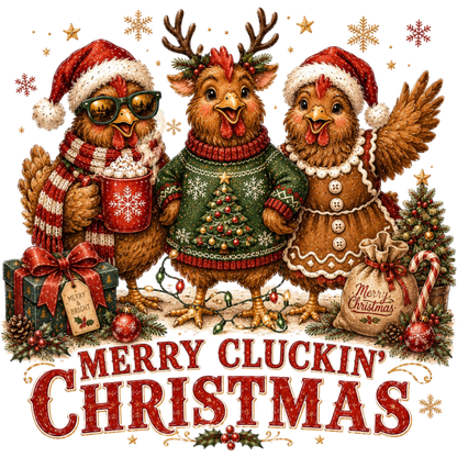 Merry Cluckin Christmas Chicken PNG