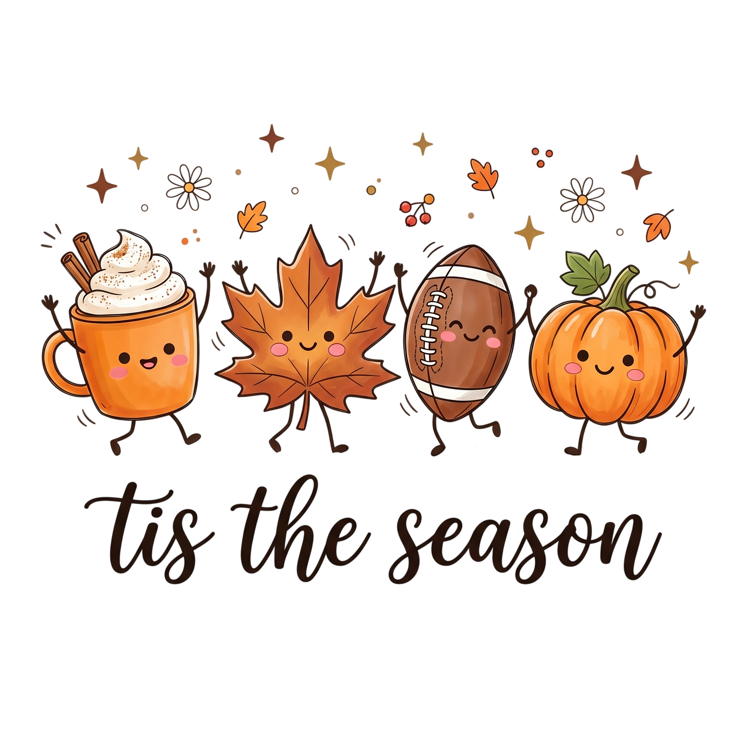 This Is The Season Autumn PNG Cute Fall Coffee Pumpkin Football Sublimation Design