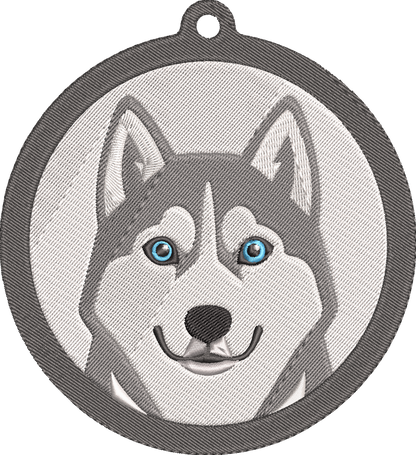 Siberian Husky Keychain Embroidery