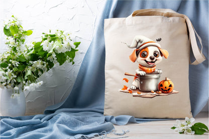 26 Halloween Dog Cooking Clipart PNG Bundle