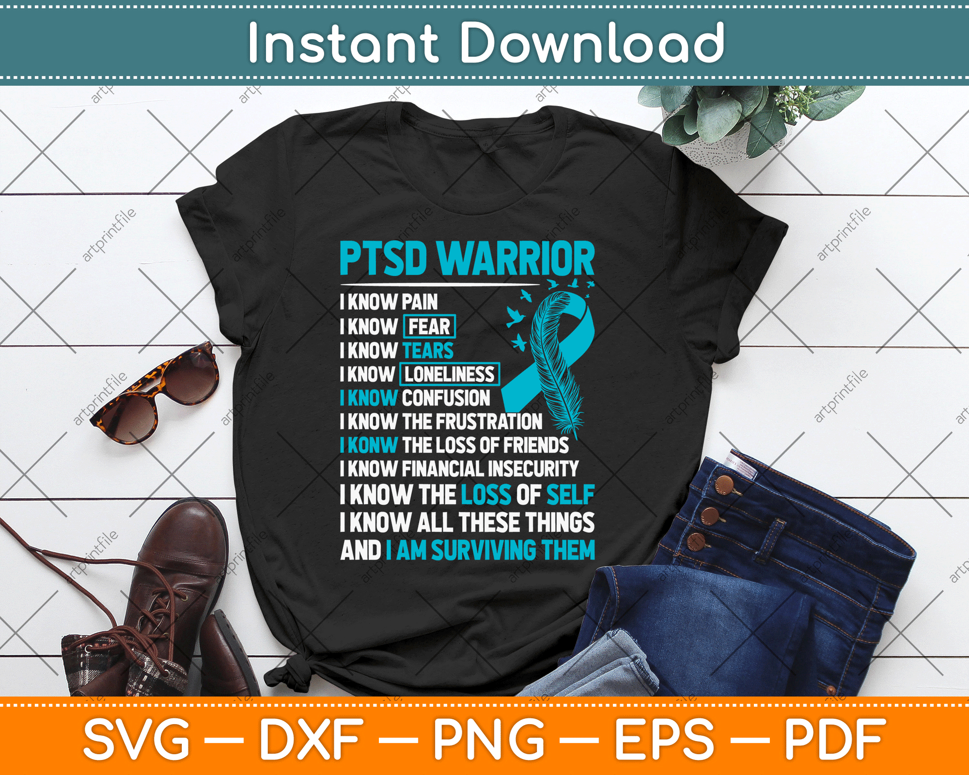 PTSD Mental Health Awareness SVG Digital Cutting File