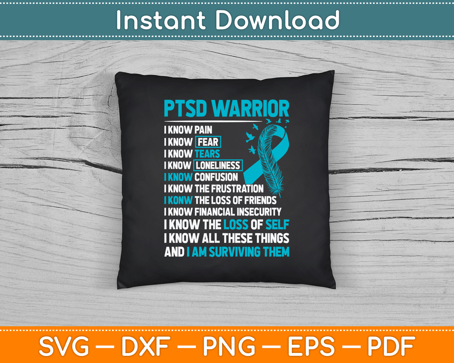 PTSD Mental Health Awareness SVG Digital Cutting File