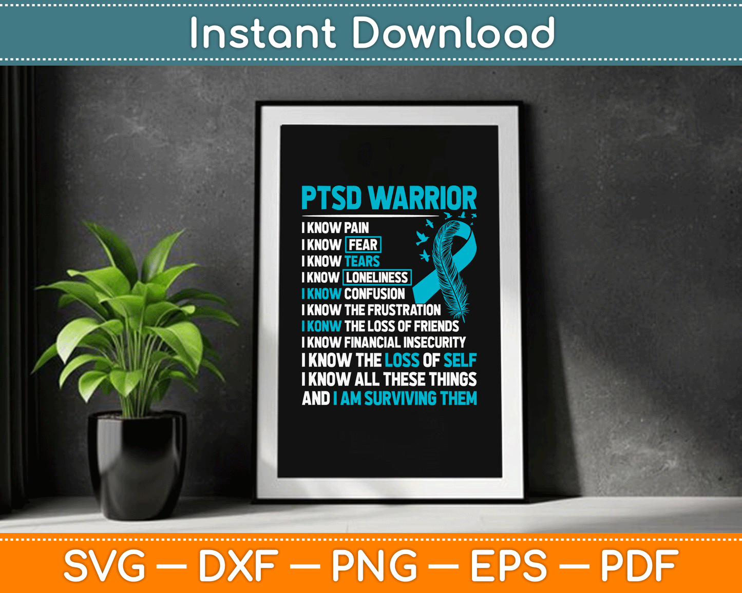 PTSD Mental Health Awareness SVG Digital Cutting File