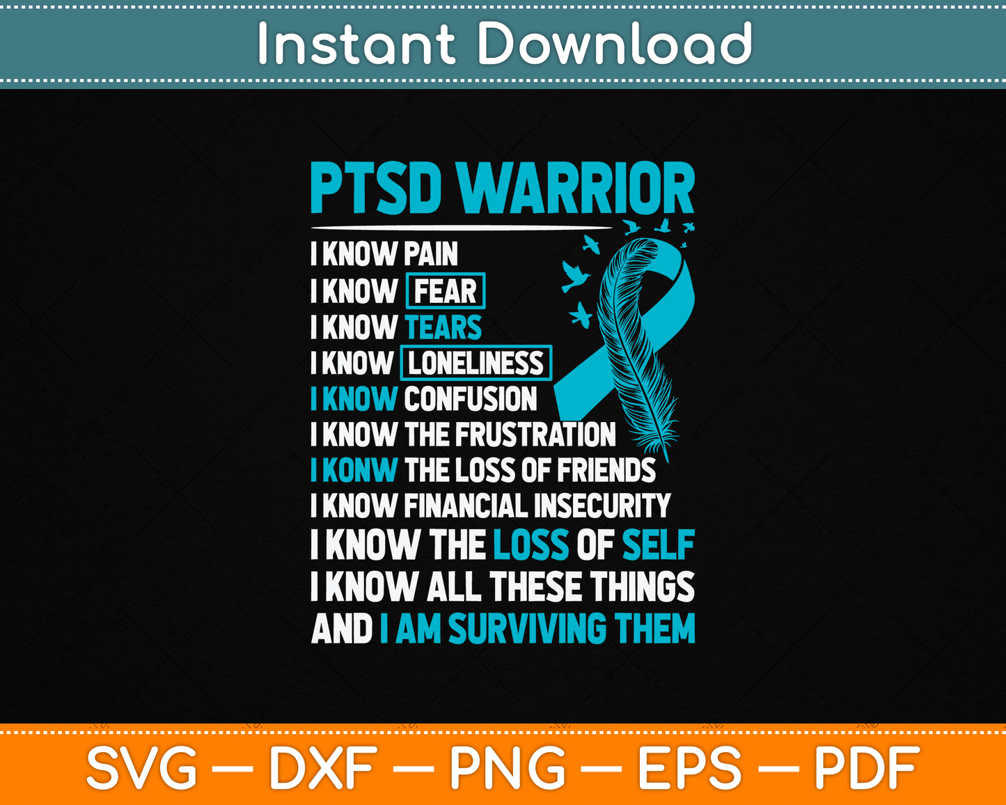 PTSD Mental Health Awareness SVG Digital Cutting File