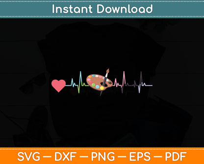 Paint Palette Heartbeat Brush Artist Painter Funny Svg Digital Cutting File