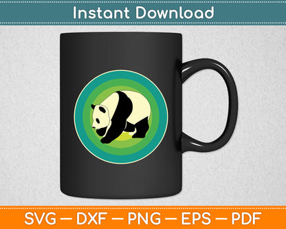 Panda Bear 60s 70s Sunset Mammal Zoo Animal Retro Vintage Svg Digital Cutting File