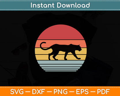 Panther Retro Vintage 60s 70s Sunset Mammal Animal Svg Png Dxf Digital Cutting File