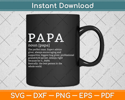 Papa Definition Grandpa Father's Day Svg Digital Cutting File