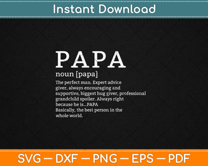 Papa Definition Grandpa Father's Day Svg Digital Cutting File