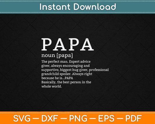 Papa Definition Grandpa Father's Day Svg Digital Cutting File