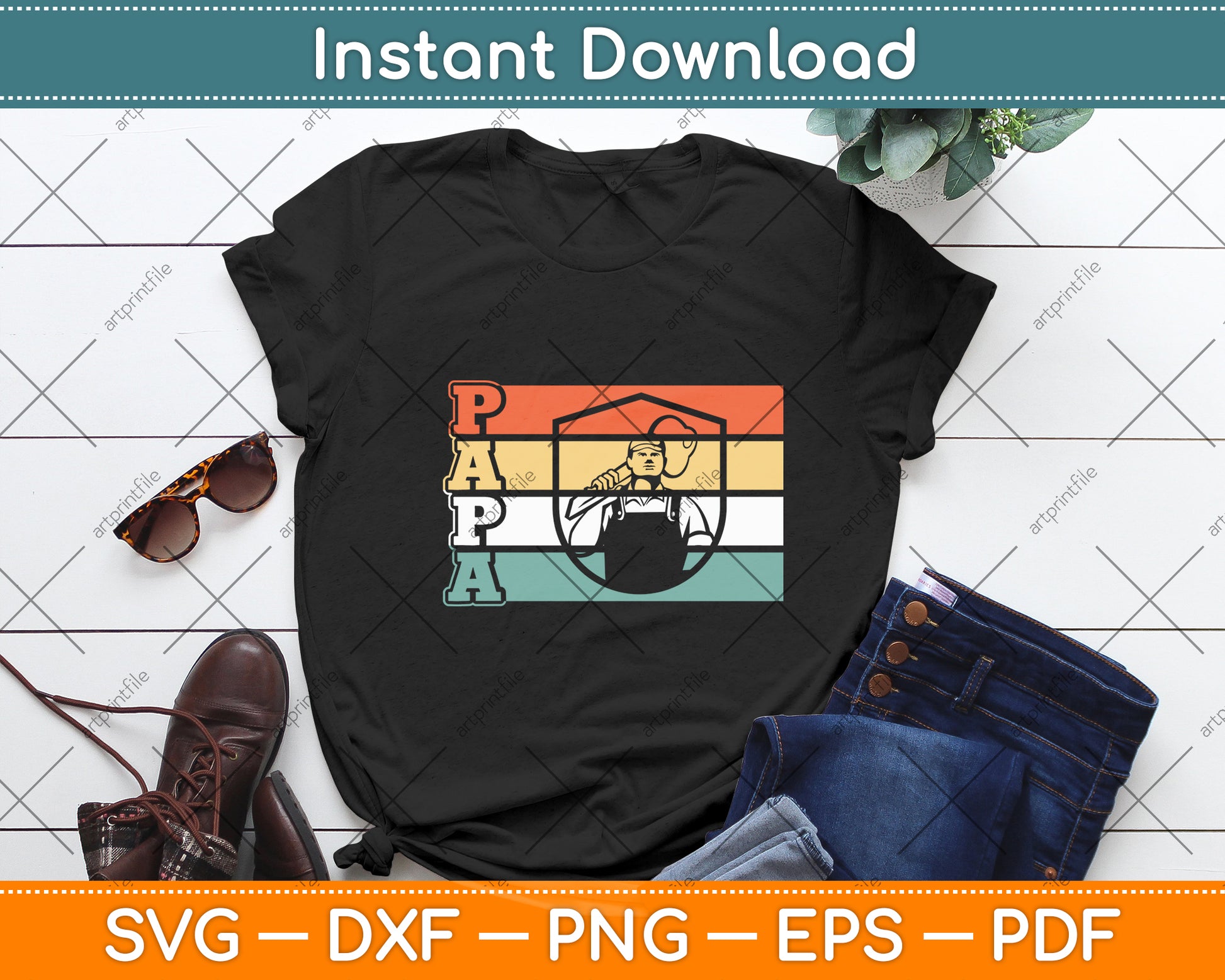 Papa Distressed Vintage Retro Proud Locksmith Svg Digital Cutting File