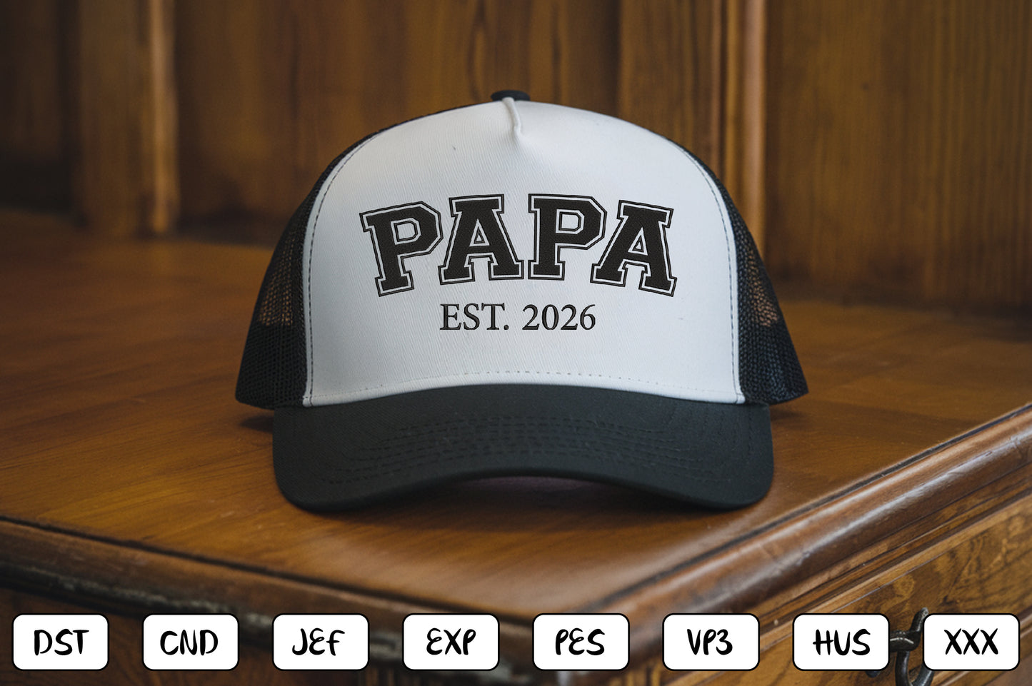 Papa EST 2026 Embroidery Design, Proud Papa Machine Embroidery Pattern, Grandpa Fatherhood Embroidery Design