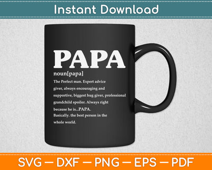 Papa Definition Noun Nutrition Father's Day Grandpa Svg Digital Cutting File