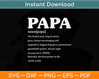 Papa Definition Noun Nutrition Father's Day Grandpa Svg Digital Cutting File