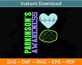 Parkinson’s Awareness Brein Love Heart Svg Digital Cutting File