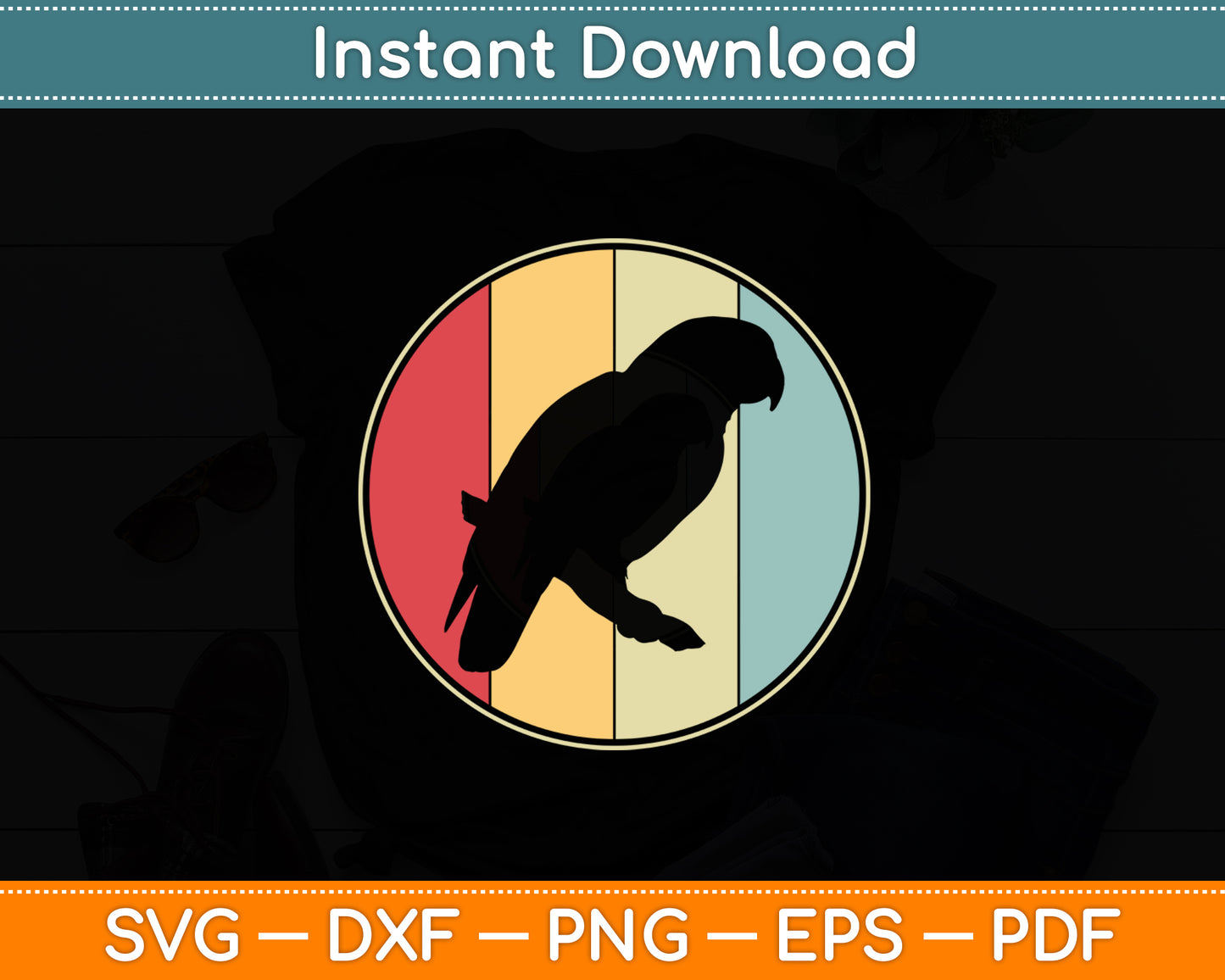 Parrot Birds Retro Vintage Svg Digital Cutting File