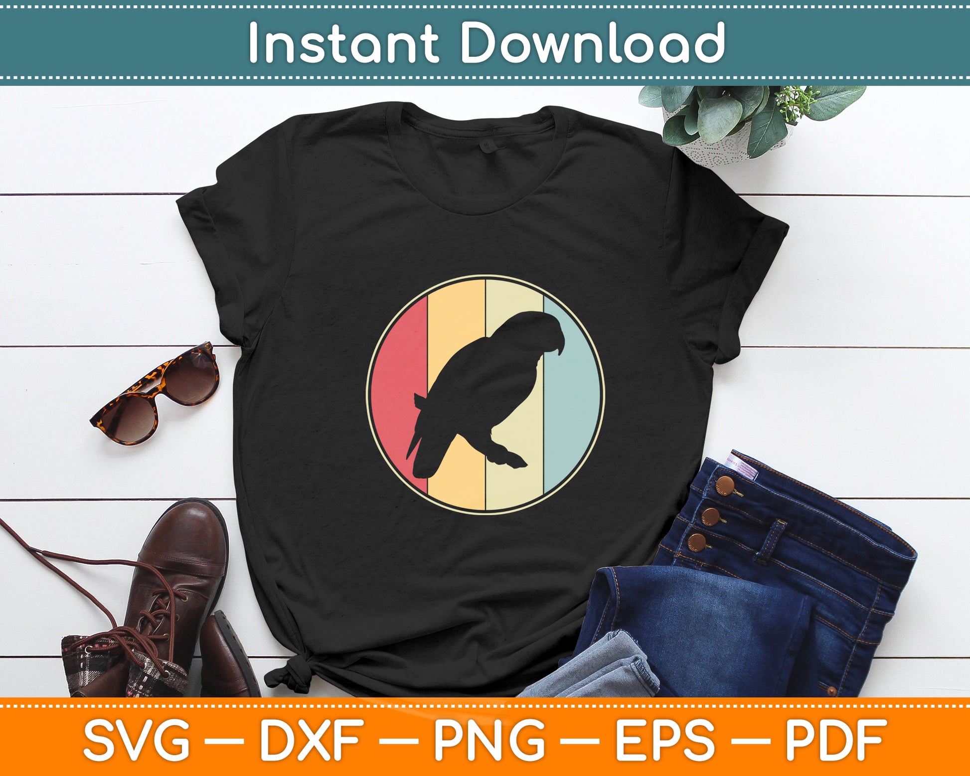 Parrot Birds Retro Vintage Svg Digital Cutting File