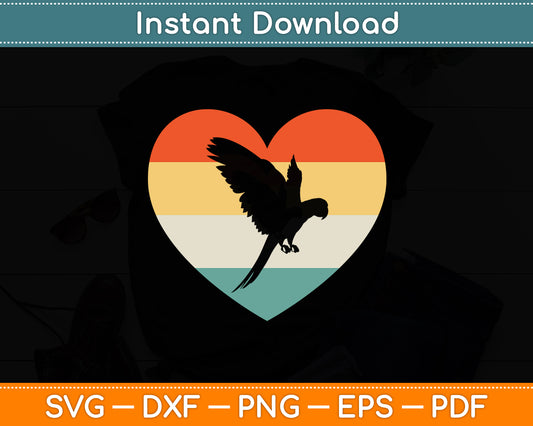 Parrot Heart Vintage Retro Style Svg Digital Cutting File