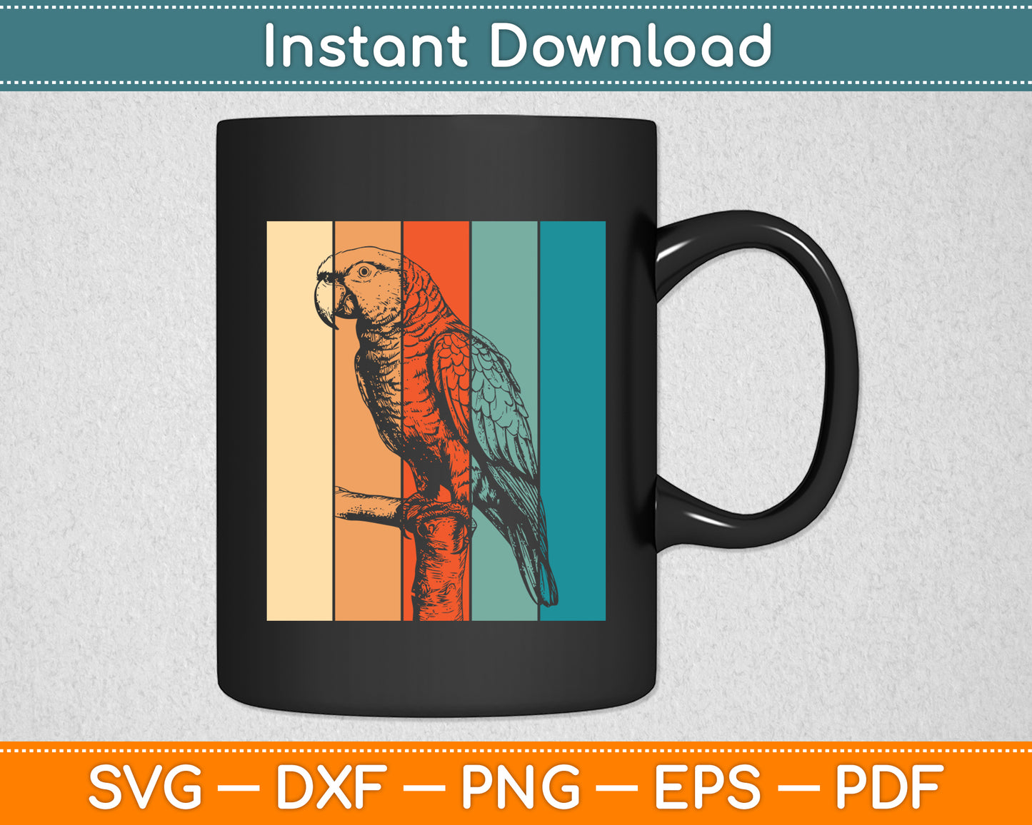 Parrot Portrait Vintage Style Mom Dad Svg Digital Cutting File