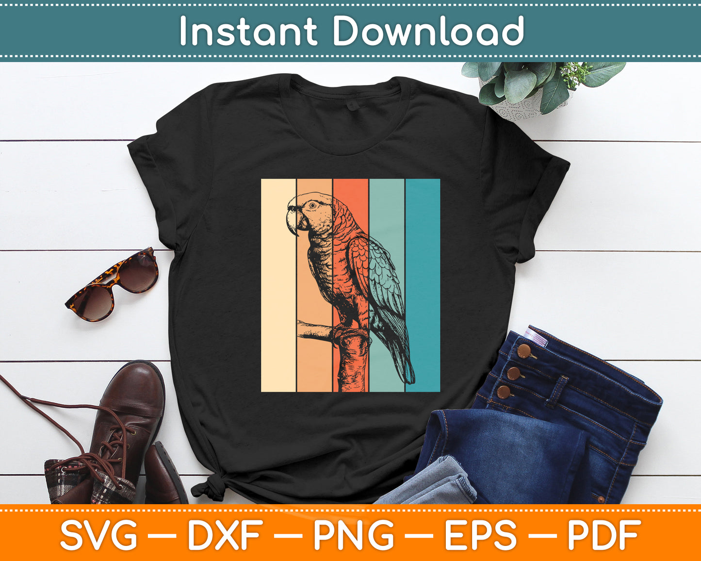 Parrot Portrait Vintage Style Mom Dad Svg Digital Cutting File