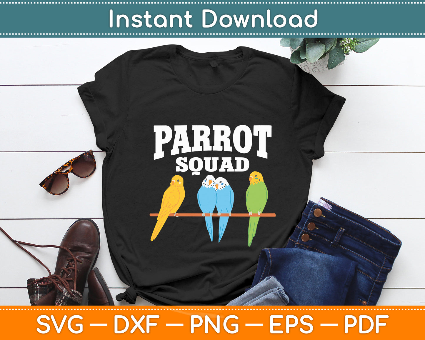 Parrot Squad Cute Team Parrot Bird Svg Digital Cutting File