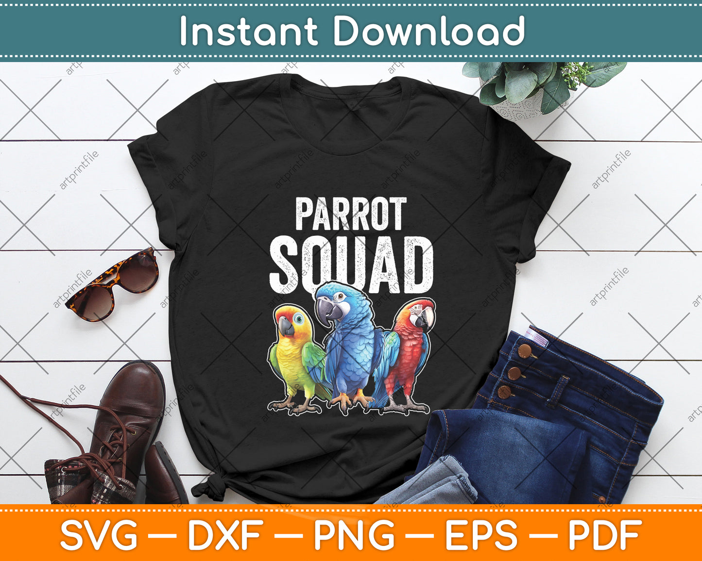Parrot Squad Tropical Bird Parrots Birder Svg Digital Cutting File