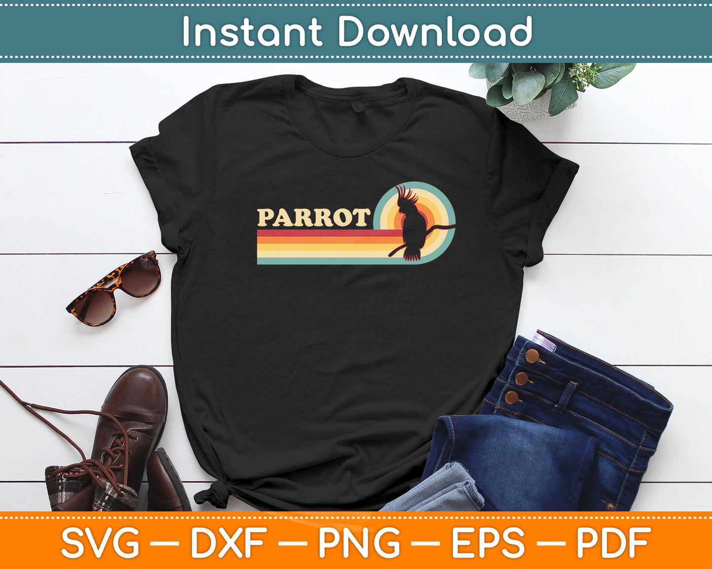 Parrot Vintage Retro Style Svg Digital Cutting File