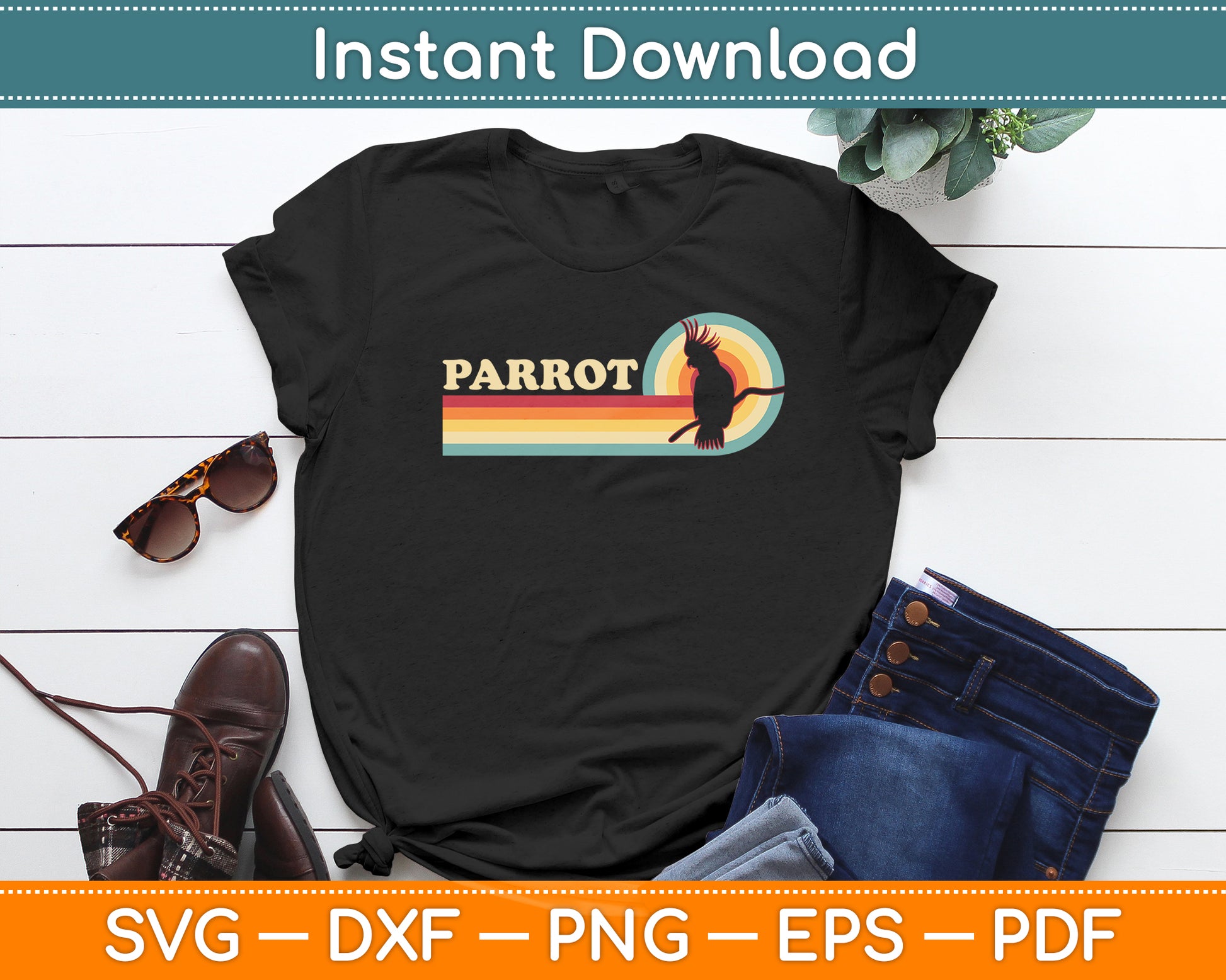 Parrot Vintage Retro Style Svg Digital Cutting File