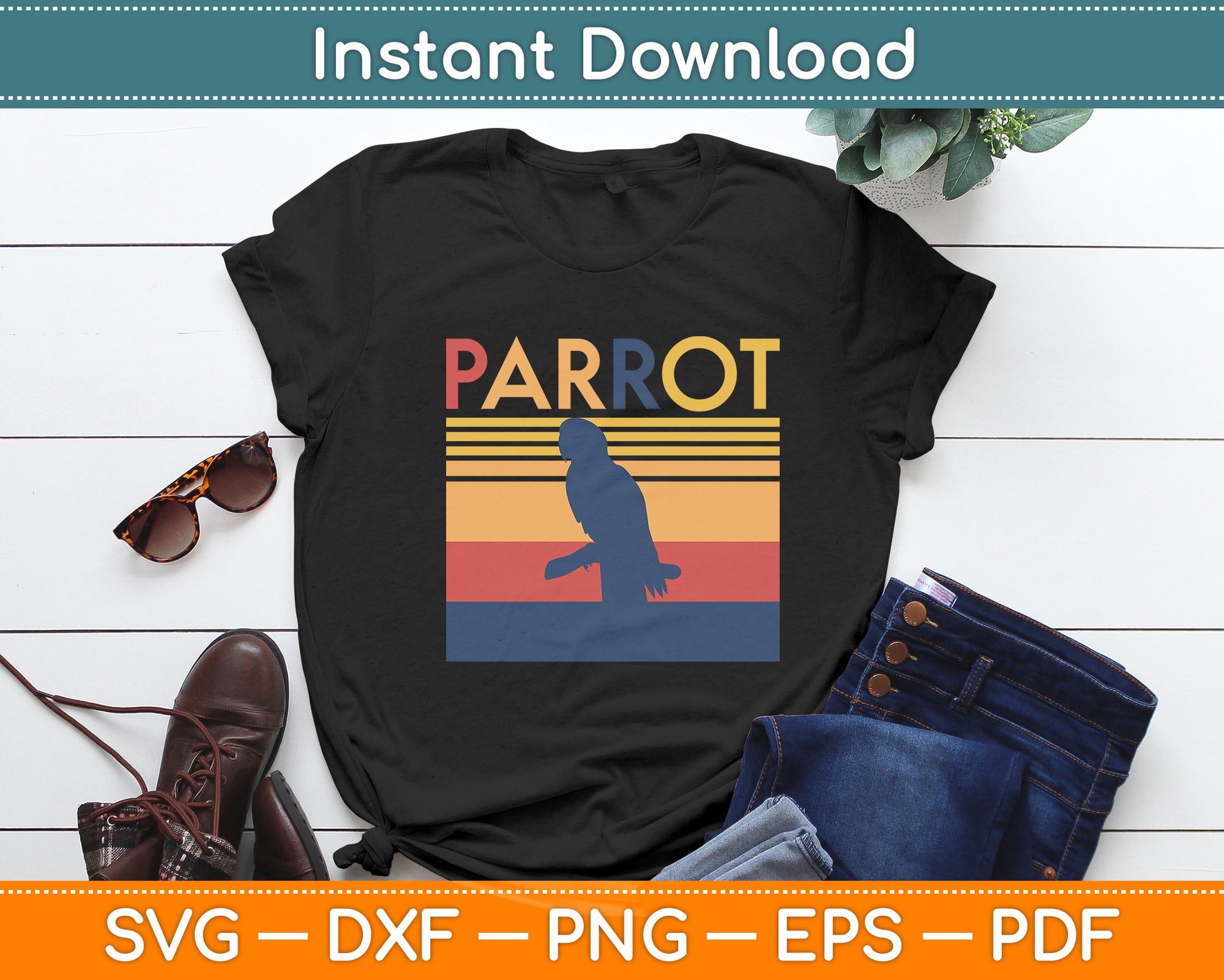 Parrot Vintage Retro Style Svg Digital Cricut Cutting File