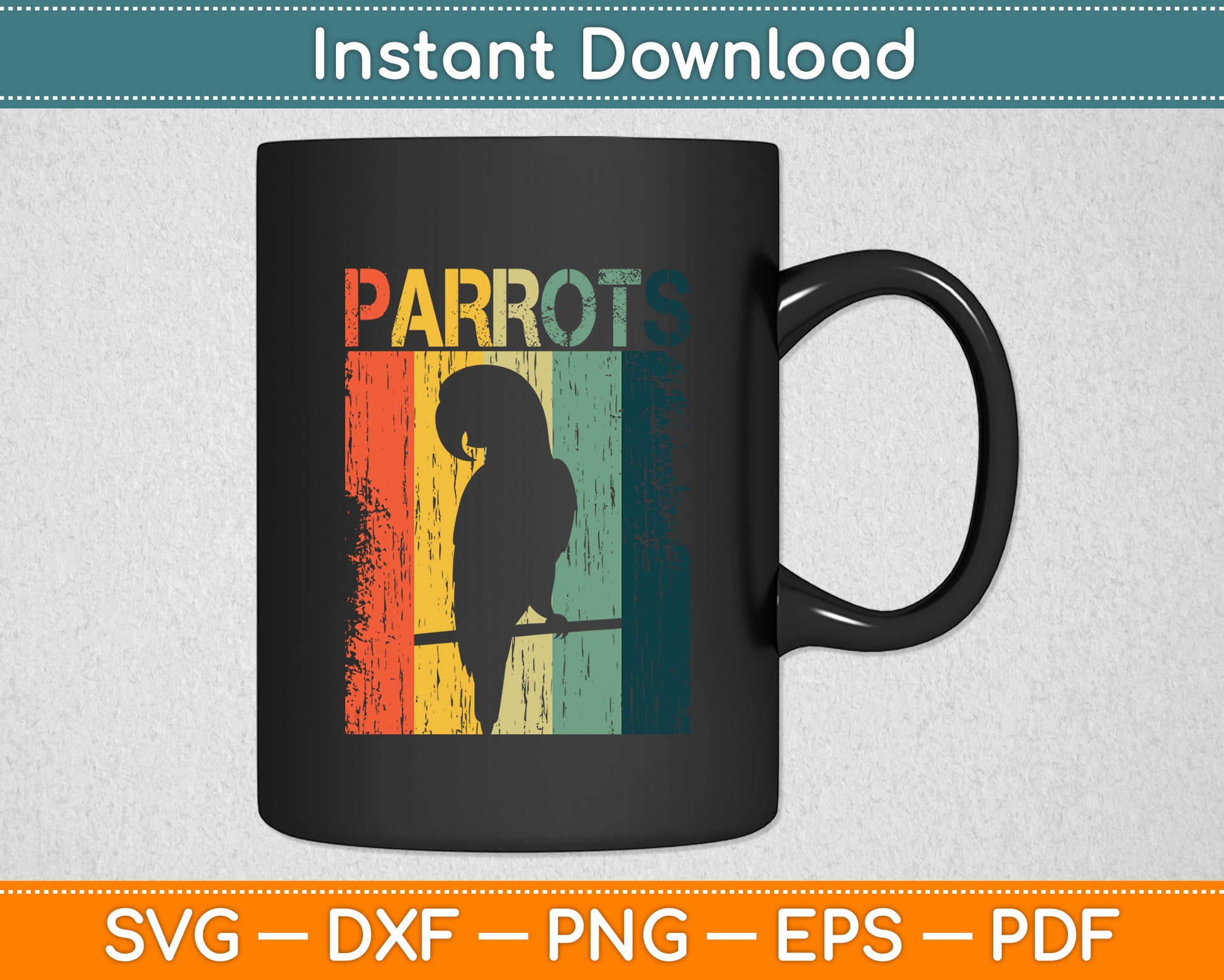 Parrots Retro Vintage 70s 80s Style Svg Digital Cutting File