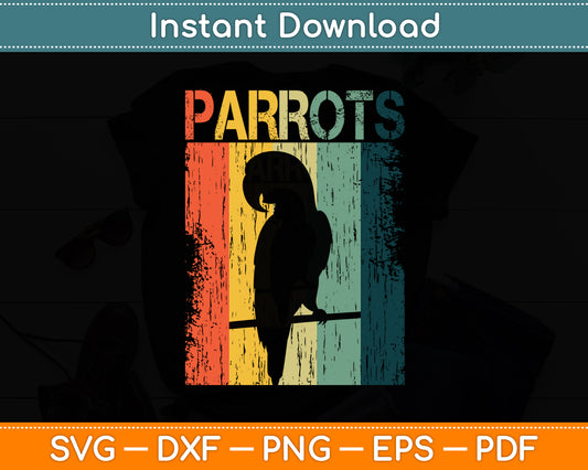 Parrots Retro Vintage 70s 80s Style Svg Digital Cutting File