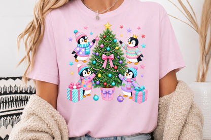 Pastel Christmas Penguins PNG Sublimation Bundle