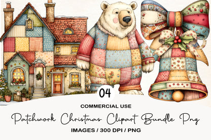 Patchwork Christmas Clipart Bundle PNG