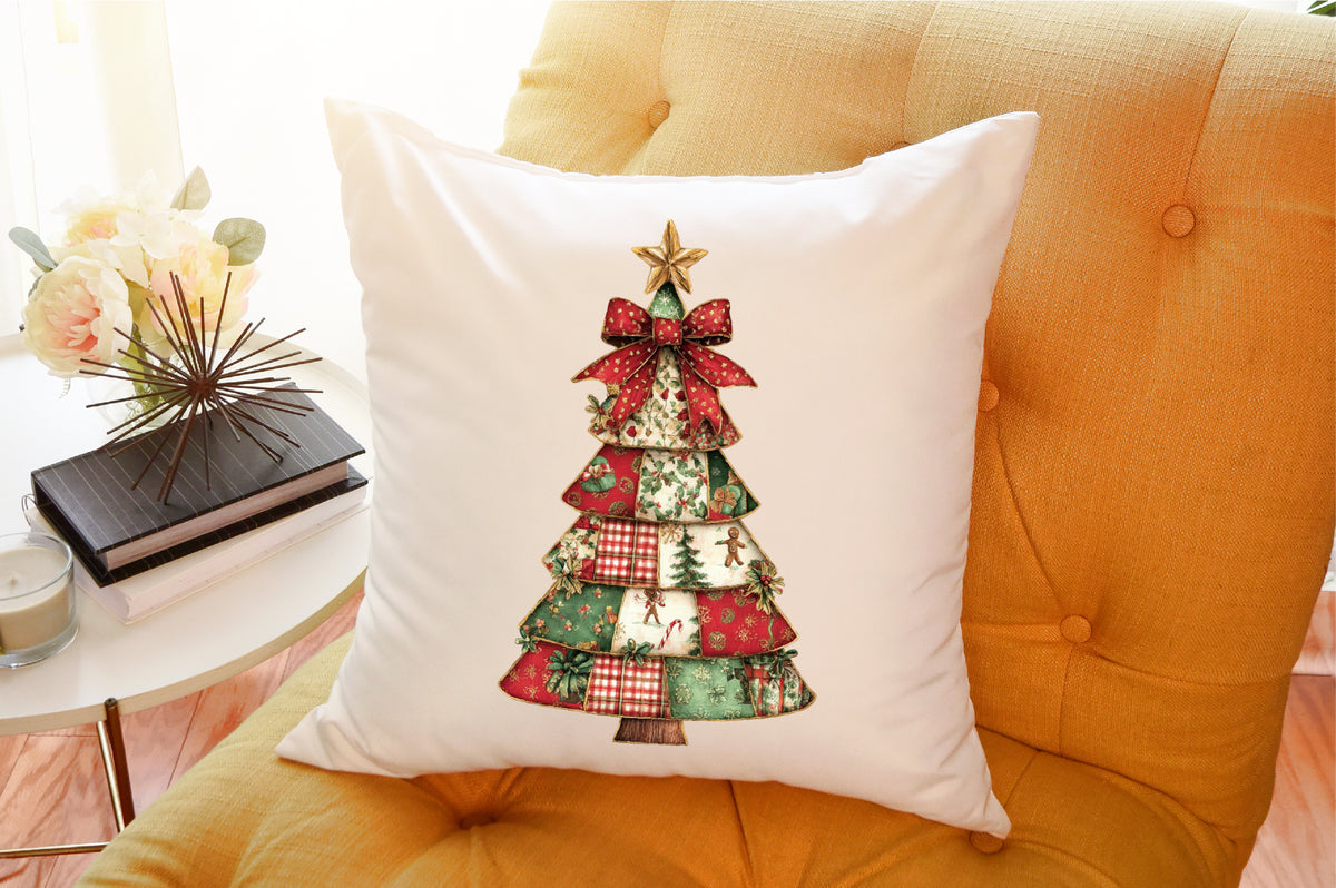 Patchwork Coquette Christmas Tree PNG