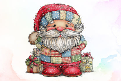 Patchwork Santa Claus Christmas PNG