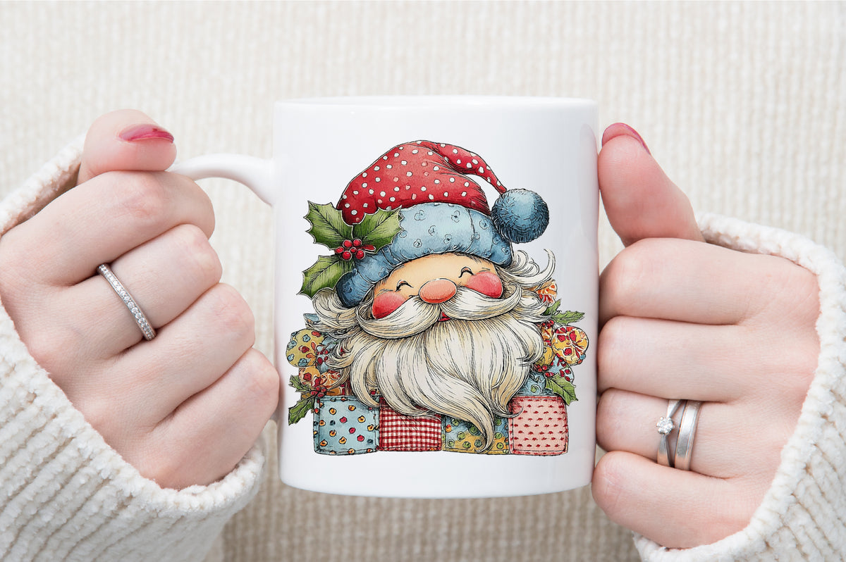 Vintage Patchwork Santa Claus PNG