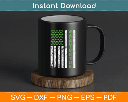Patriotic Washington Marijuana leaf US American Flag SVG Digital Cutting File