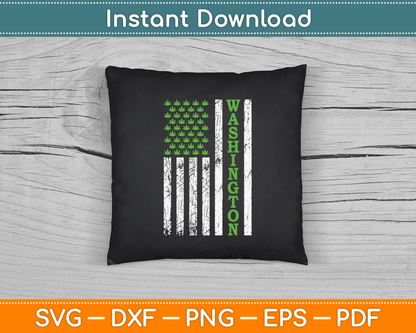 Patriotic Washington Marijuana leaf US American Flag SVG Digital Cutting File