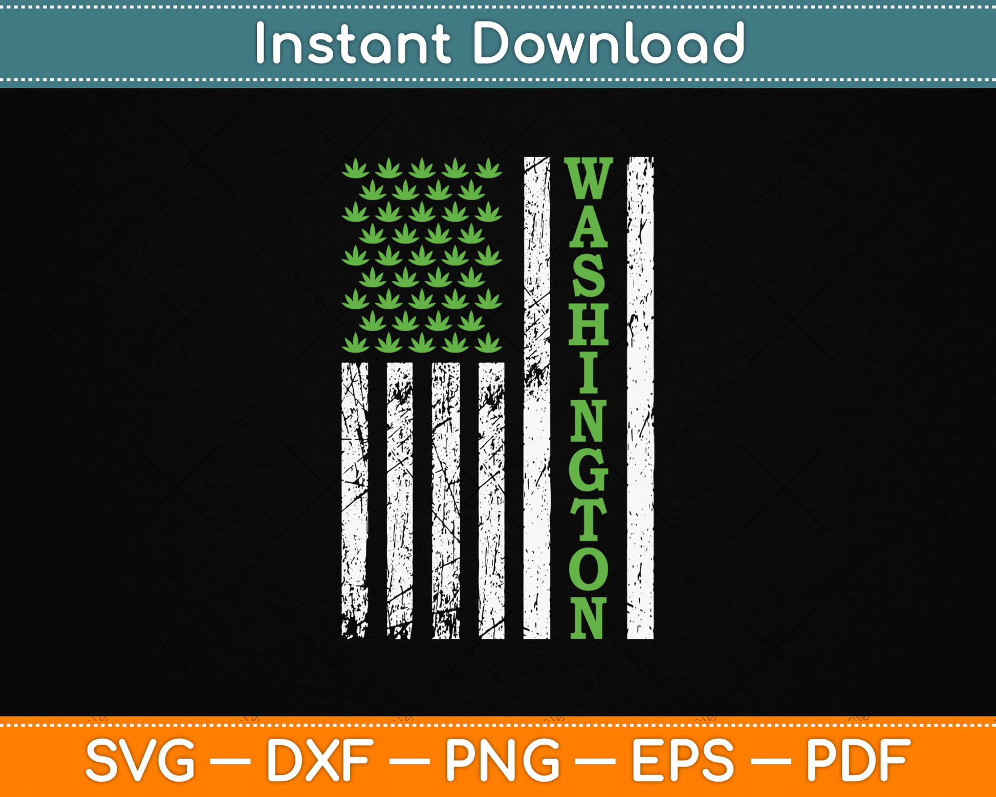Patriotic Washington Marijuana leaf US American Flag SVG Digital Cutting File