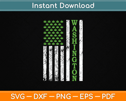 Patriotic Washington Marijuana leaf US American Flag SVG Digital Cutting File