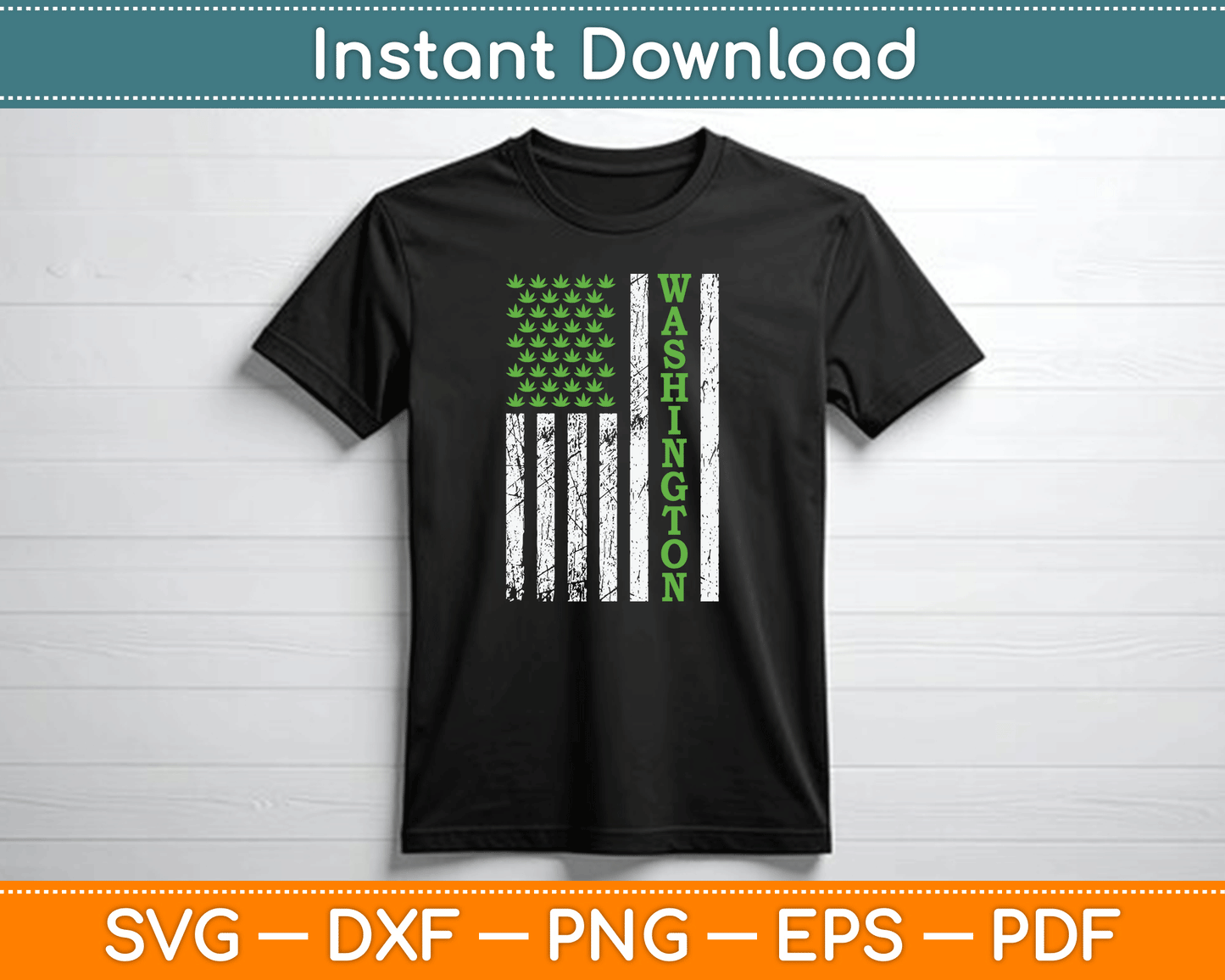 Patriotic Washington Marijuana leaf US American Flag SVG Digital Cutting File