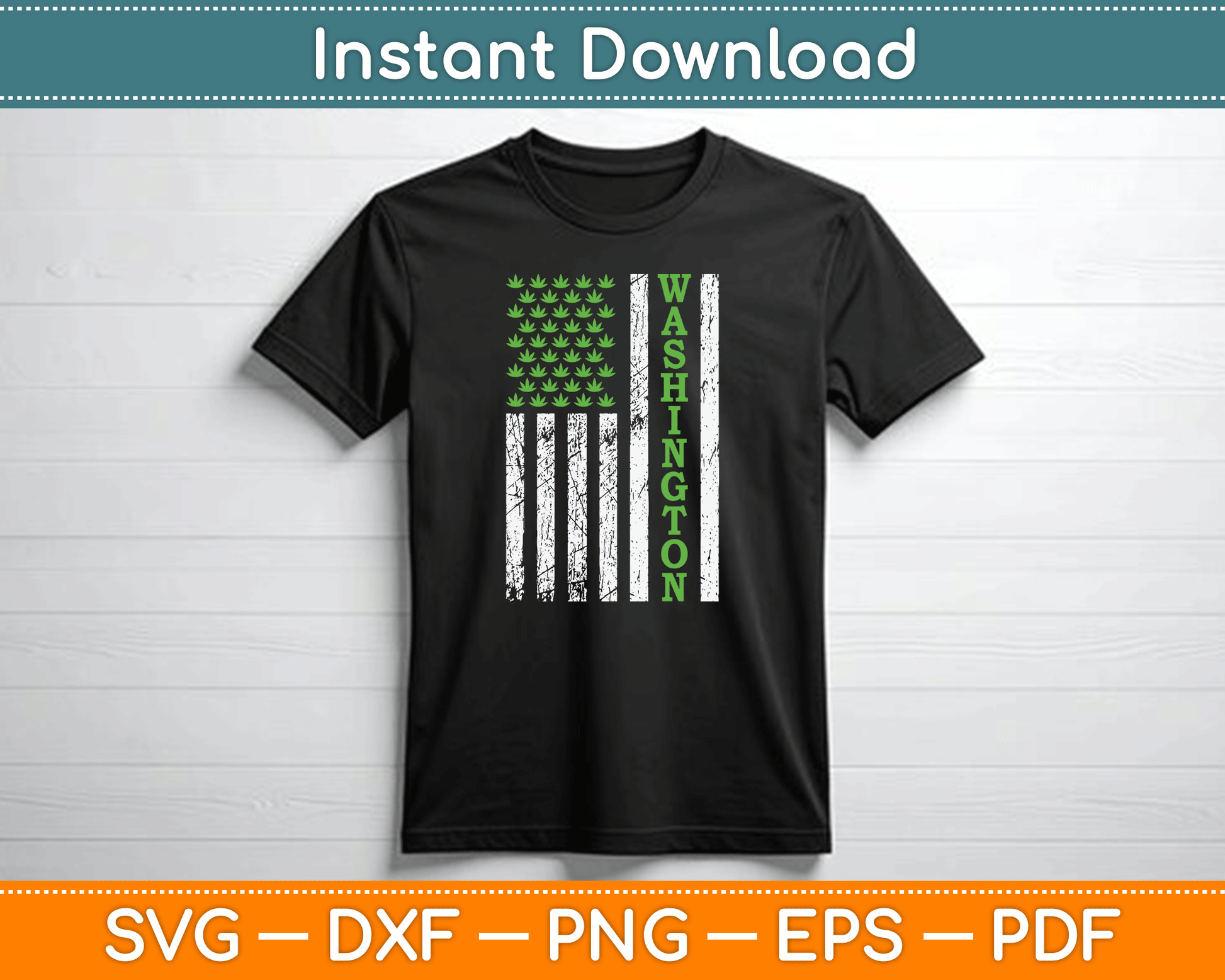 Patriotic Washington Marijuana leaf US American Flag SVG Digital Cutting File