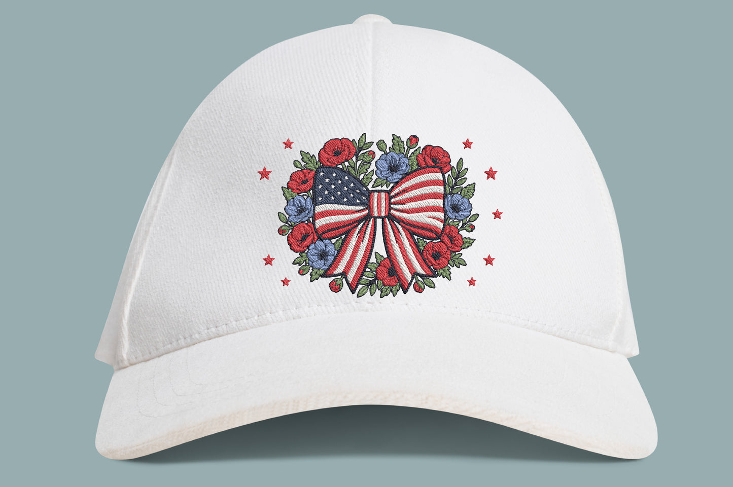 Patriotic Bow Embroidery Design – Cute American Flag Bow Machine Embroidery Pattern, Patriotic Embroidery Design