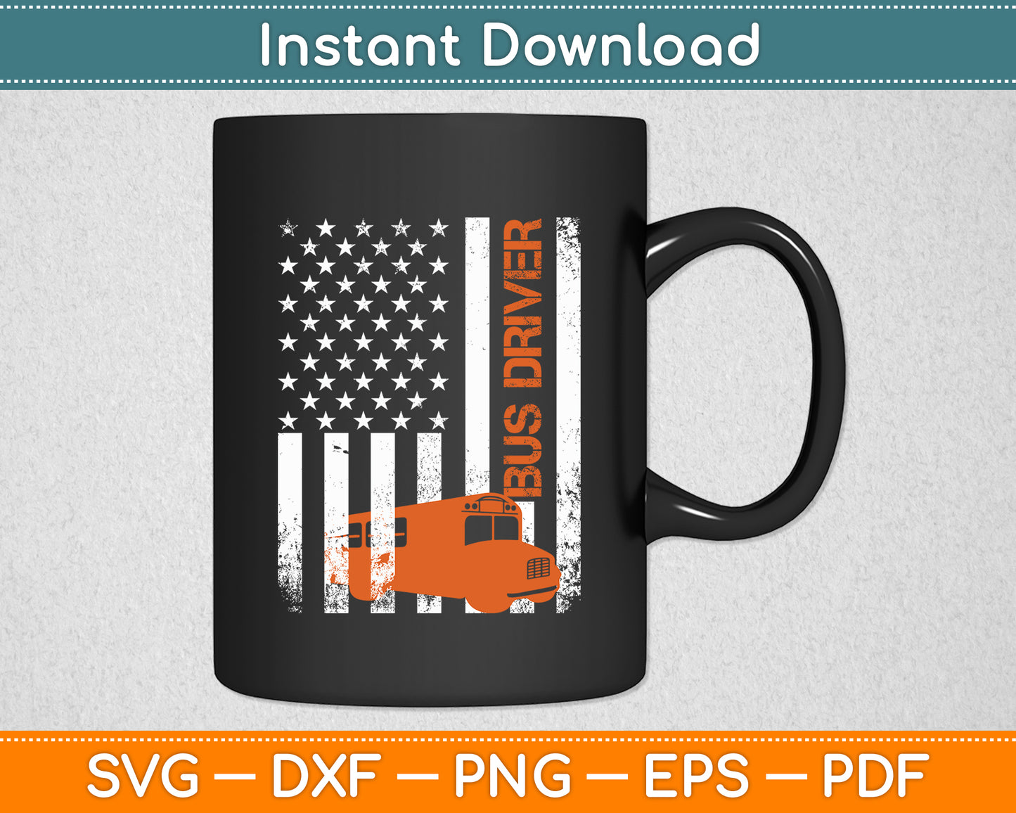 Patriotic Bus Driver USA American Flag - School Bus Driver Svg Digital Cutting File