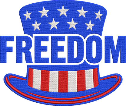 Patriotic Freedom Embroidery Design, American Freedom Machine Embroidery