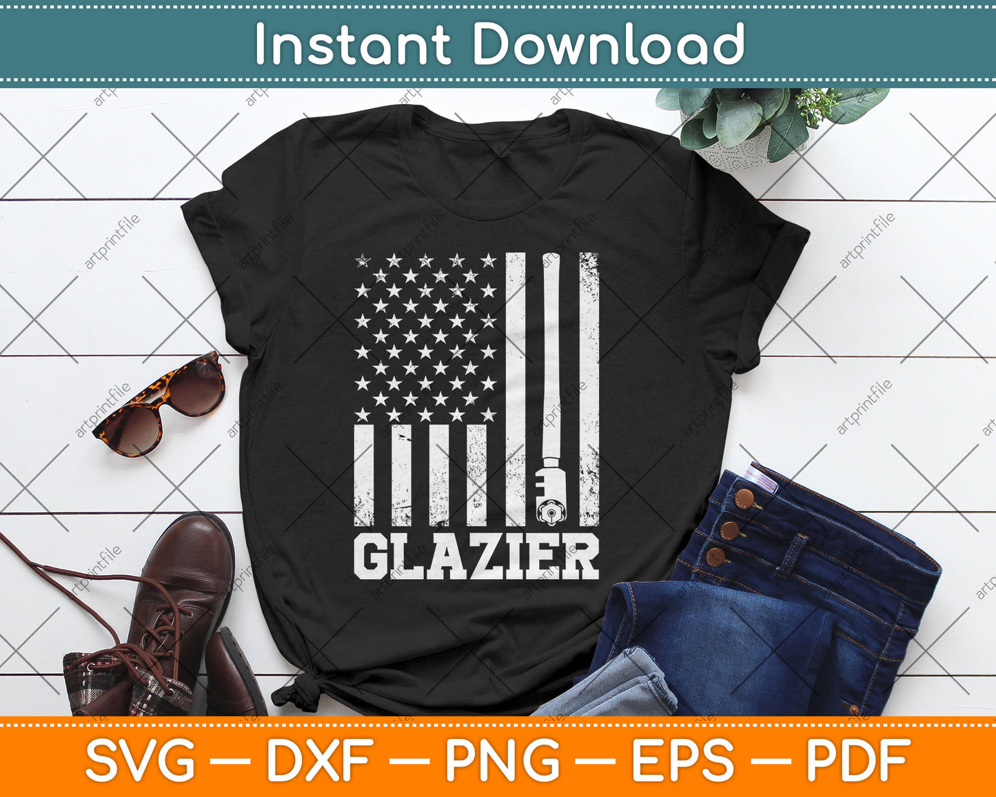 Patriotic Glassworker USA Glazier Svg Digital Cutting File